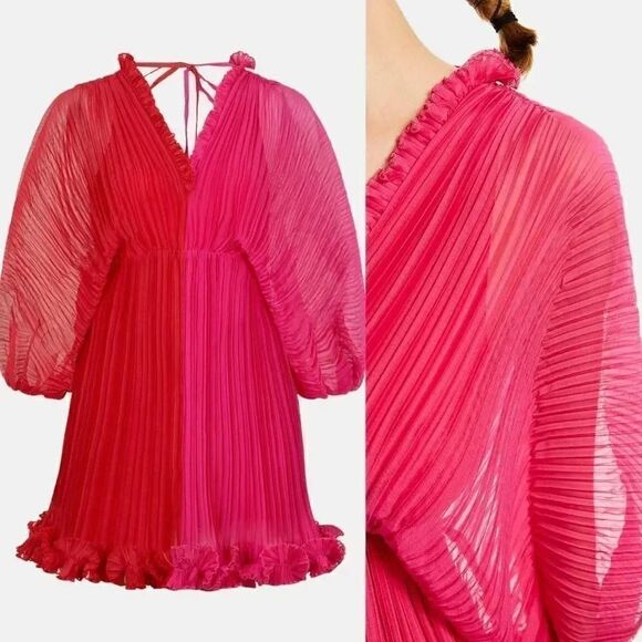 Nocturne Batwing Sleeve Pleated Mini Dress 42, L NWT - Picture 10 of 10